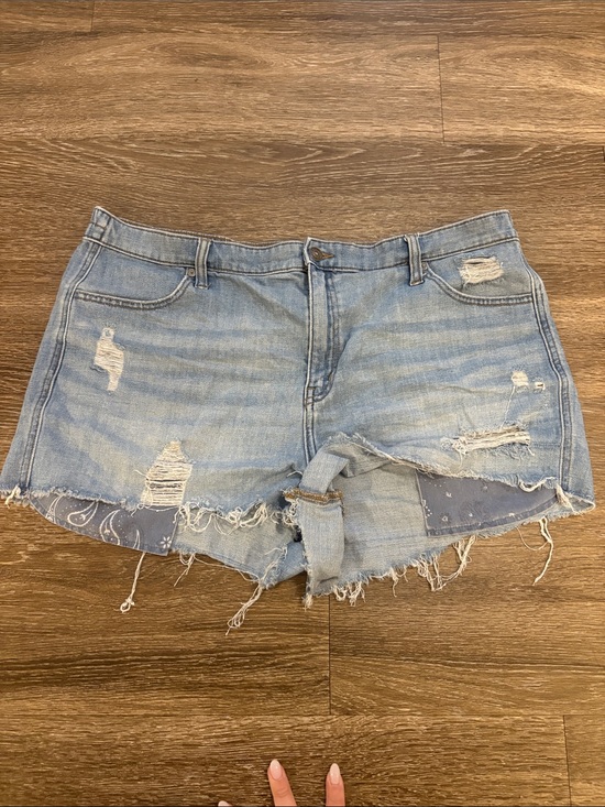 aerie Pants - aerie Light Blue Distressed Denim Jean Shorts